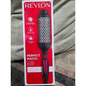 Revlon Perfect Match 1 3 4 Triple Styler Hot Air Brush Tested New